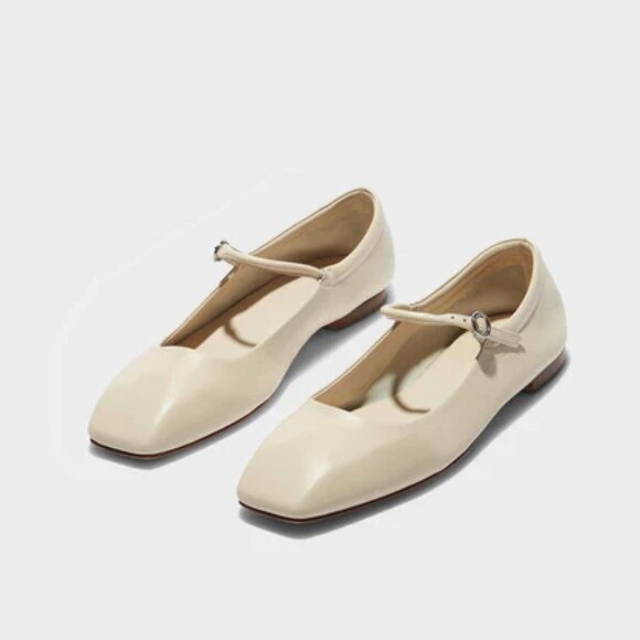 Aeyde Shoes - Aeyde 'Uma' Off-White Cream Leather Ballet Flats